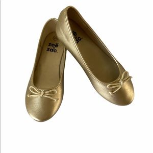 Zoe & Zac Girls Gold Ballet Flat Dress Shoes